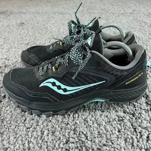 Saucony Excursion TR 15 Trail Running Shoes Womens 11 Black Blue Outdoor Sneaker